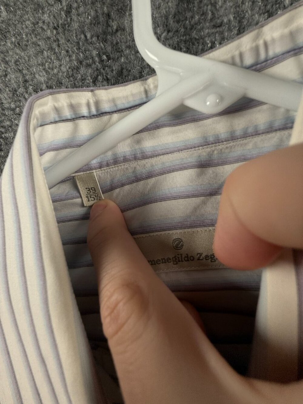 Ermenegildo Zegna 15.5 Long Sleeve Button Up Shirt Men Striped Blue Purple - Picture 9 of 16